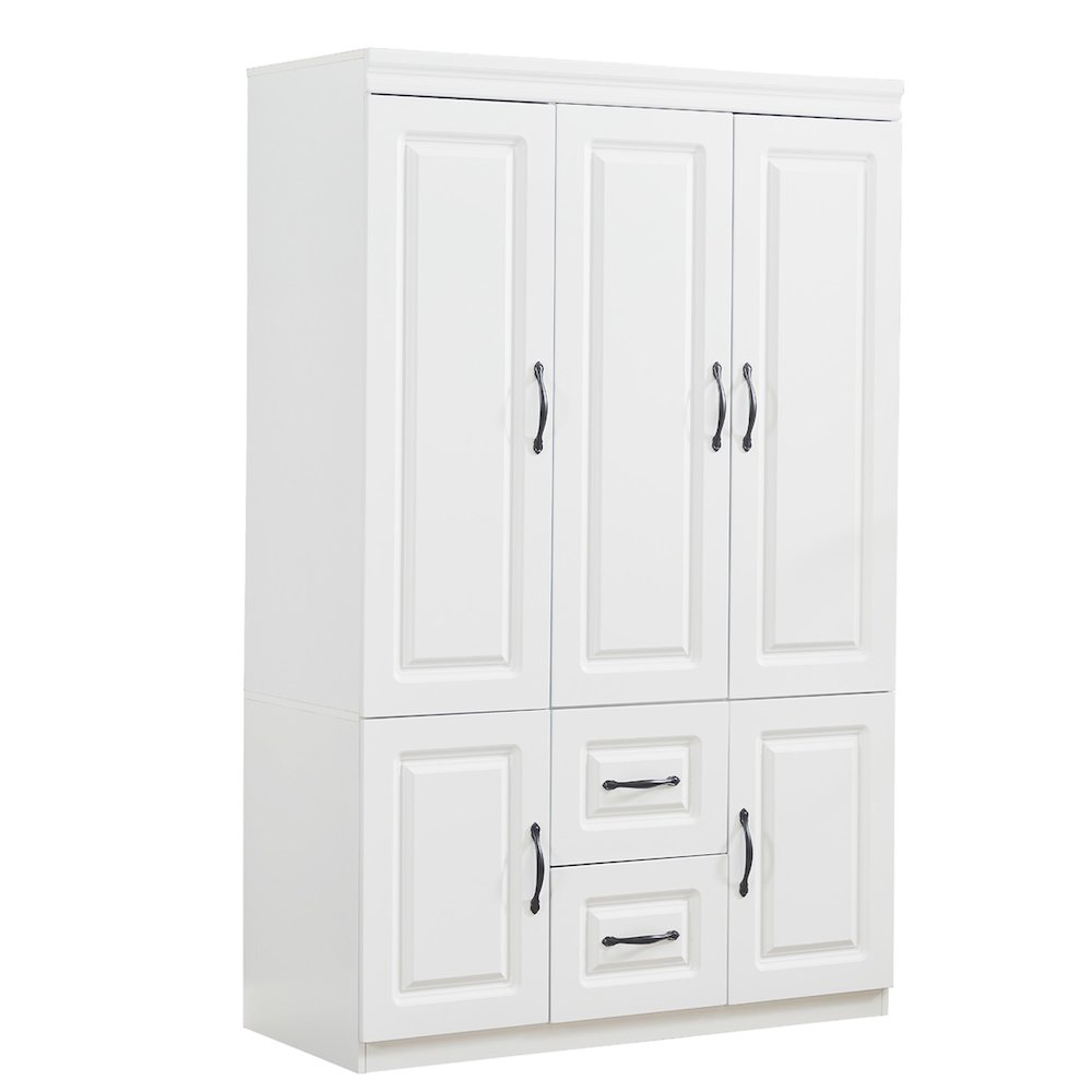 LivelyLodge 74''H White Armoire Wardrobe Closet with 3 Doors. Picture 1