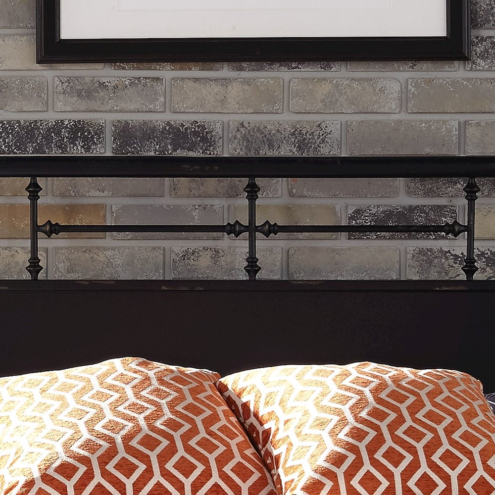 Vintage Series Queen Metal Headboard - Black in Distressed Metal. Picture 3