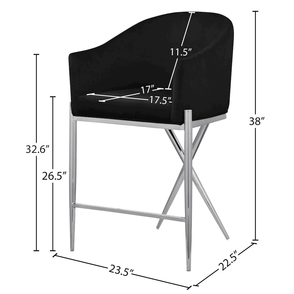 Xavier Black Velvet Counter Stool. Picture 6