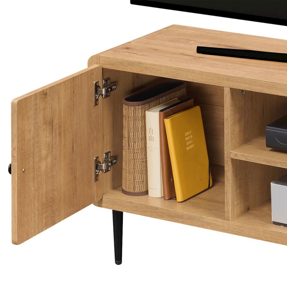 Techni Mobili Mid-Century Modern TV Stand for TV’s Up to 60”, Oak. Picture 6