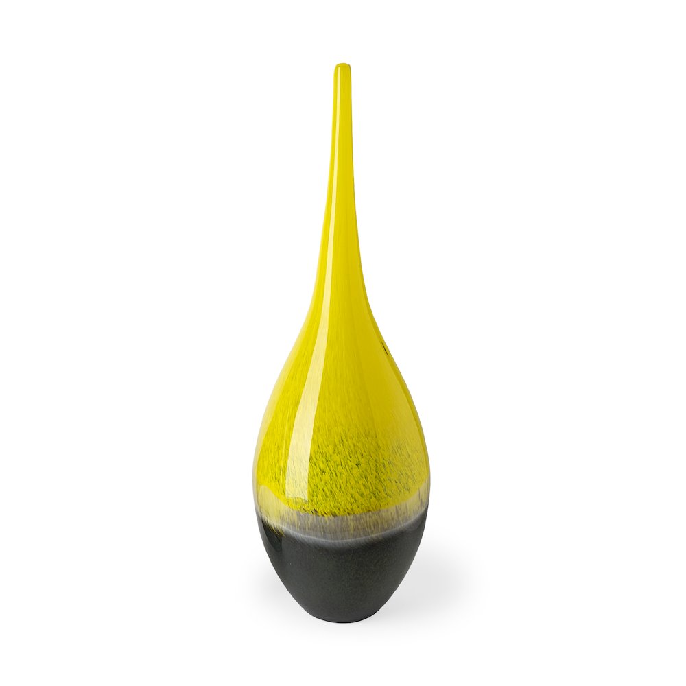 Jasse Large Yellow/Gray Ombre Glass Vase. Picture 1