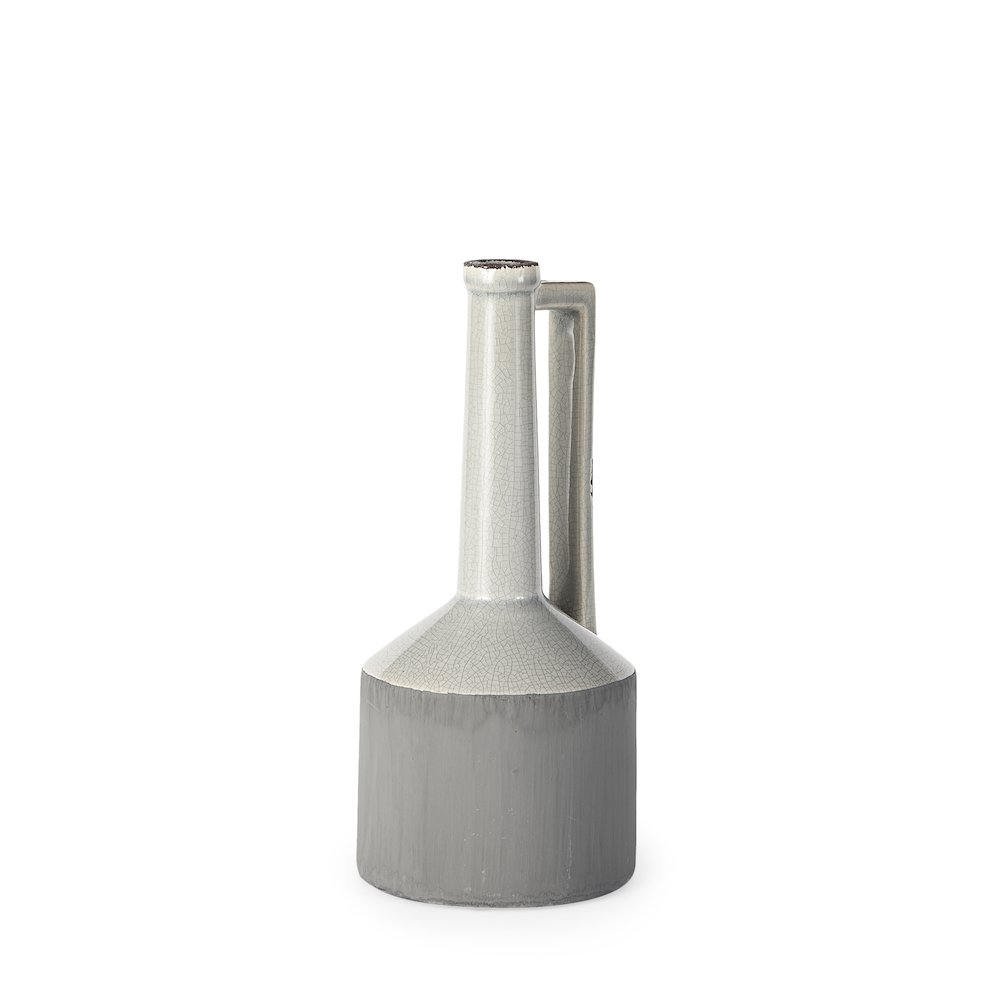 Burton 14.2H Medium Two Tone Gray Ceramic Jug Vase. Picture 1
