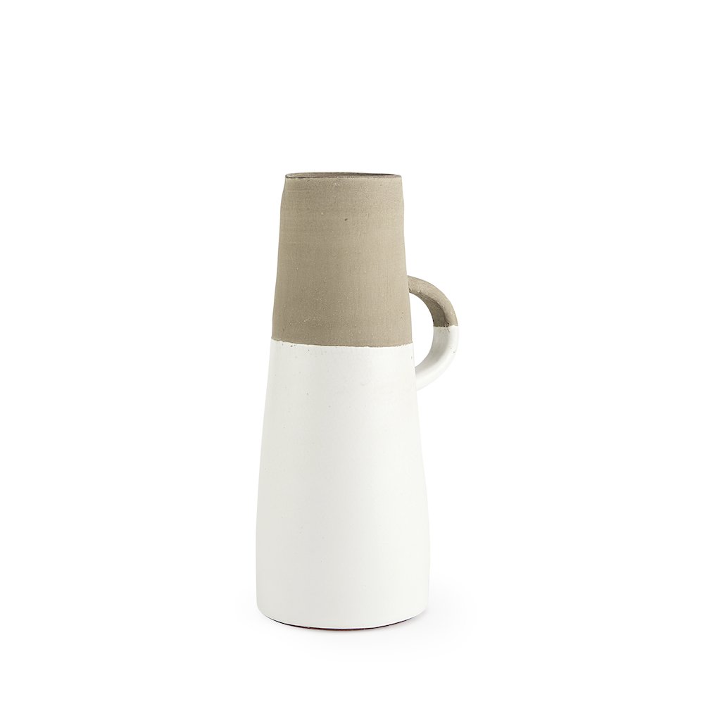 Garand Medium 15H Two-Toned White Natural Ceramic Jug. Picture 1