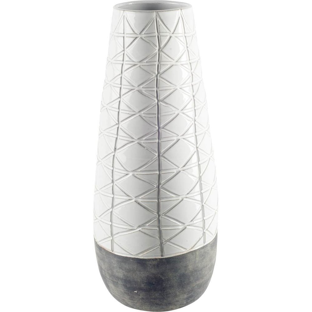 Harrier II Large Gray Ceramic Dark Base White Vase. Picture 1