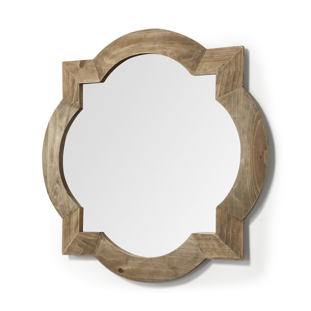 Argonne 23" Round-Square Brown Wood Frame Mirror. Picture 1