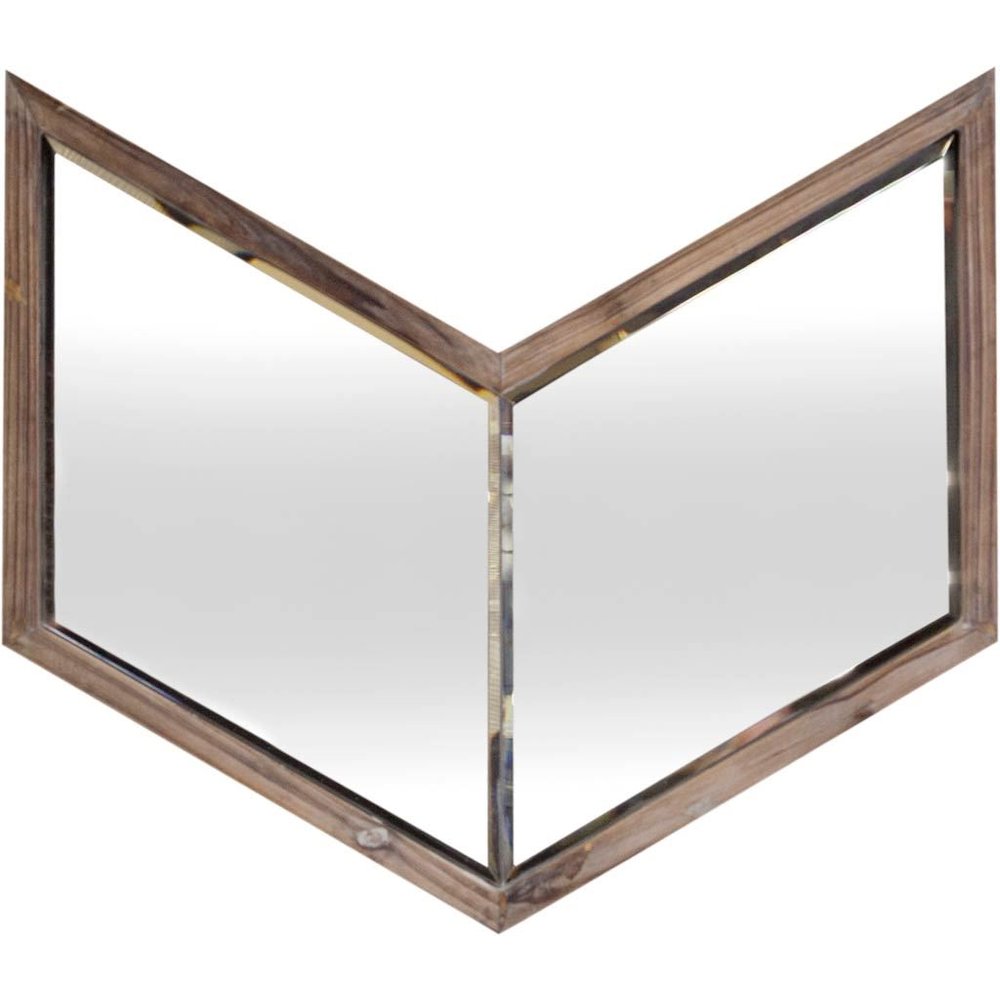 Chevren 26 x 22 Medium Brown Wood Frame Mirror. Picture 1