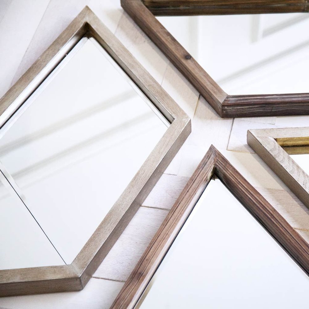 Chevren 26 x 22 Medium Brown Wood Frame Mirror. Picture 2