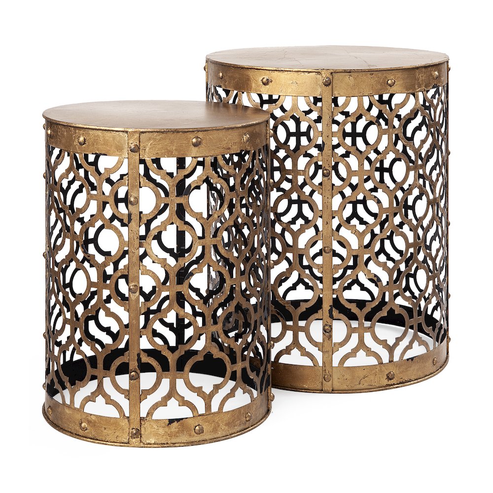Rudebekia (Set of 2) 16L x 16W Gold Round Metal Accent Tables. Picture 1