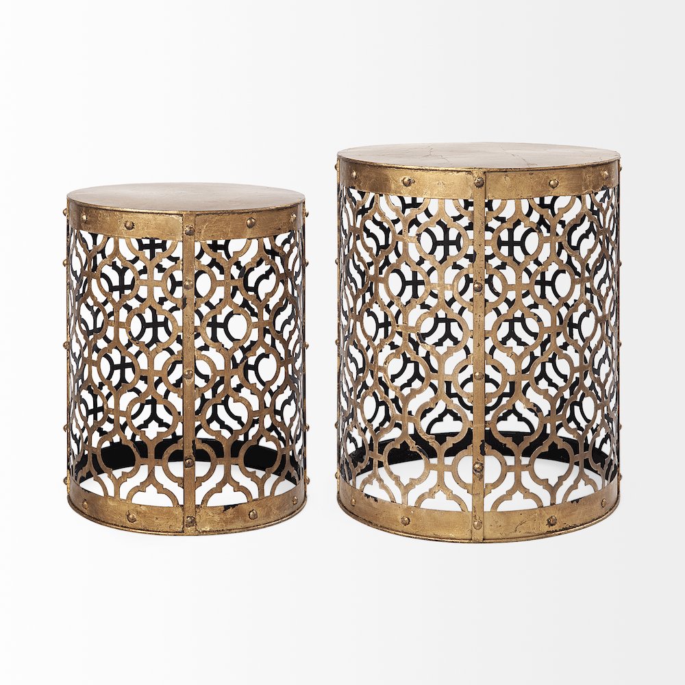 Rudebekia (Set of 2) 16L x 16W Gold Round Metal Accent Tables. Picture 3
