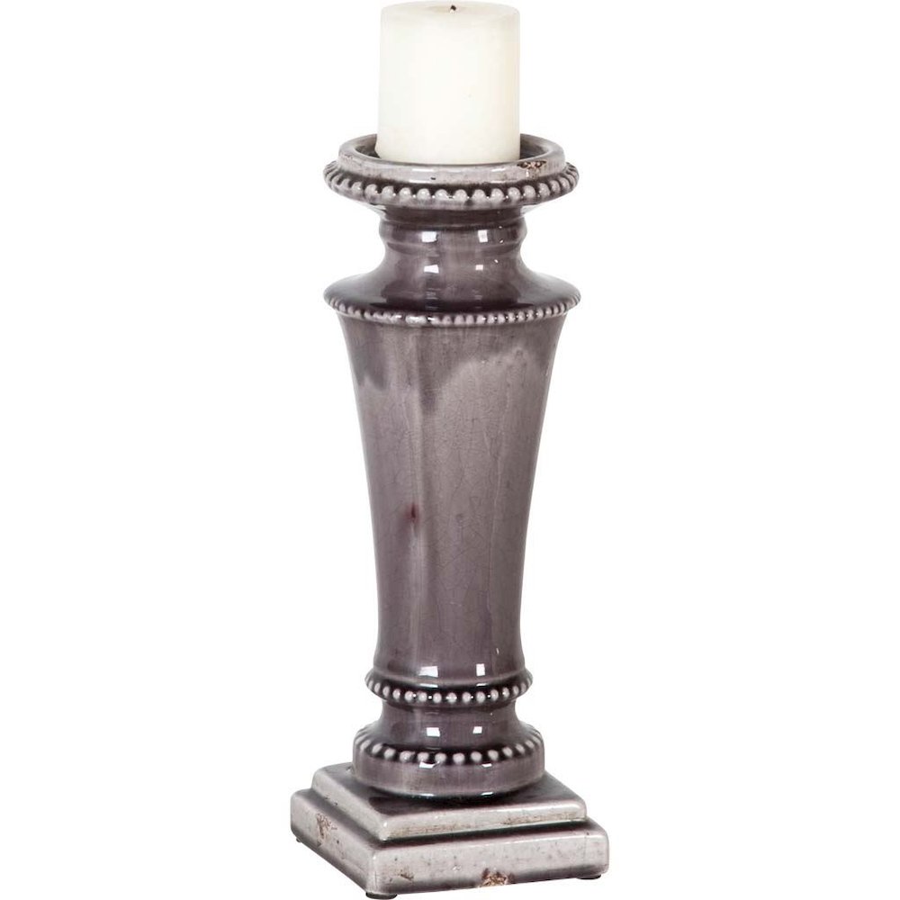 Kusma Small Gray Gloss Ceramic Table Candle Holder. Picture 1
