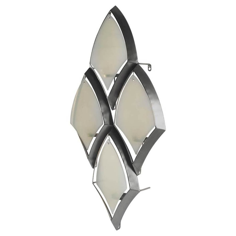 Collection of 4 Silver Metal Frame w/Frosted Glass Shade Wall Candle Holder. Picture 1