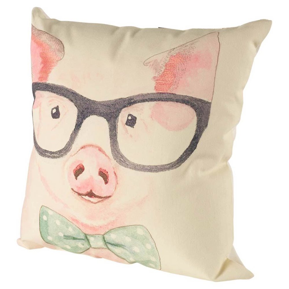 Gunther 18 x 18 Pink Pig with Glasses Decorative Pillow Cover. Picture 1