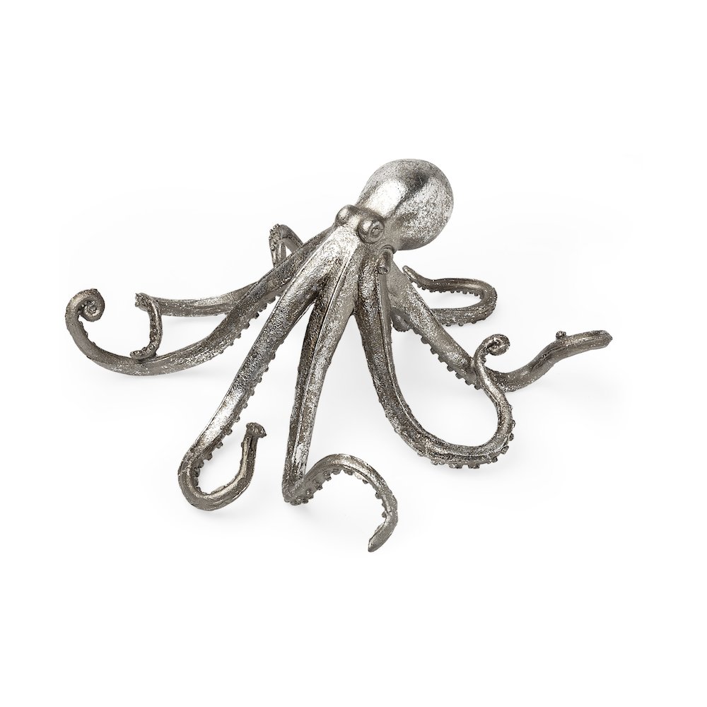 Strafford Medium 13L x 7W Silver Resin Octopus. Picture 1