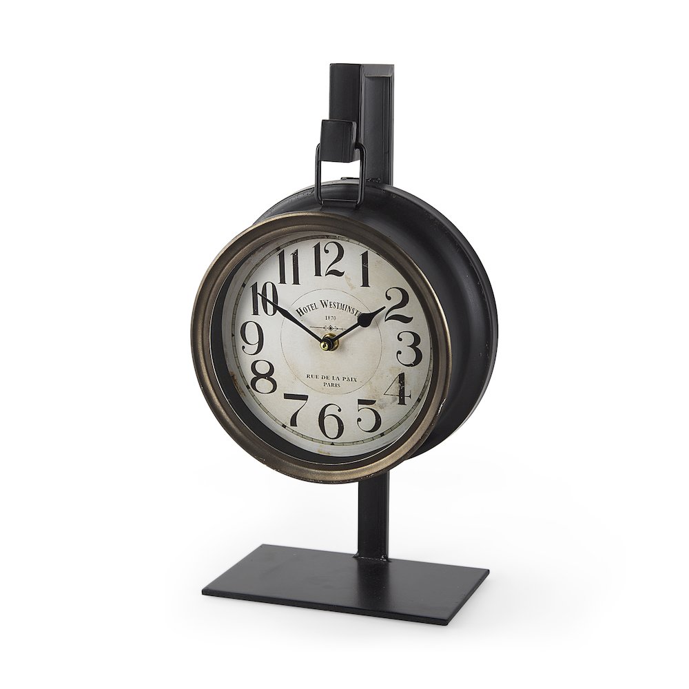Taxz Metallic Brown Metal Hanging Table Clock. Picture 1