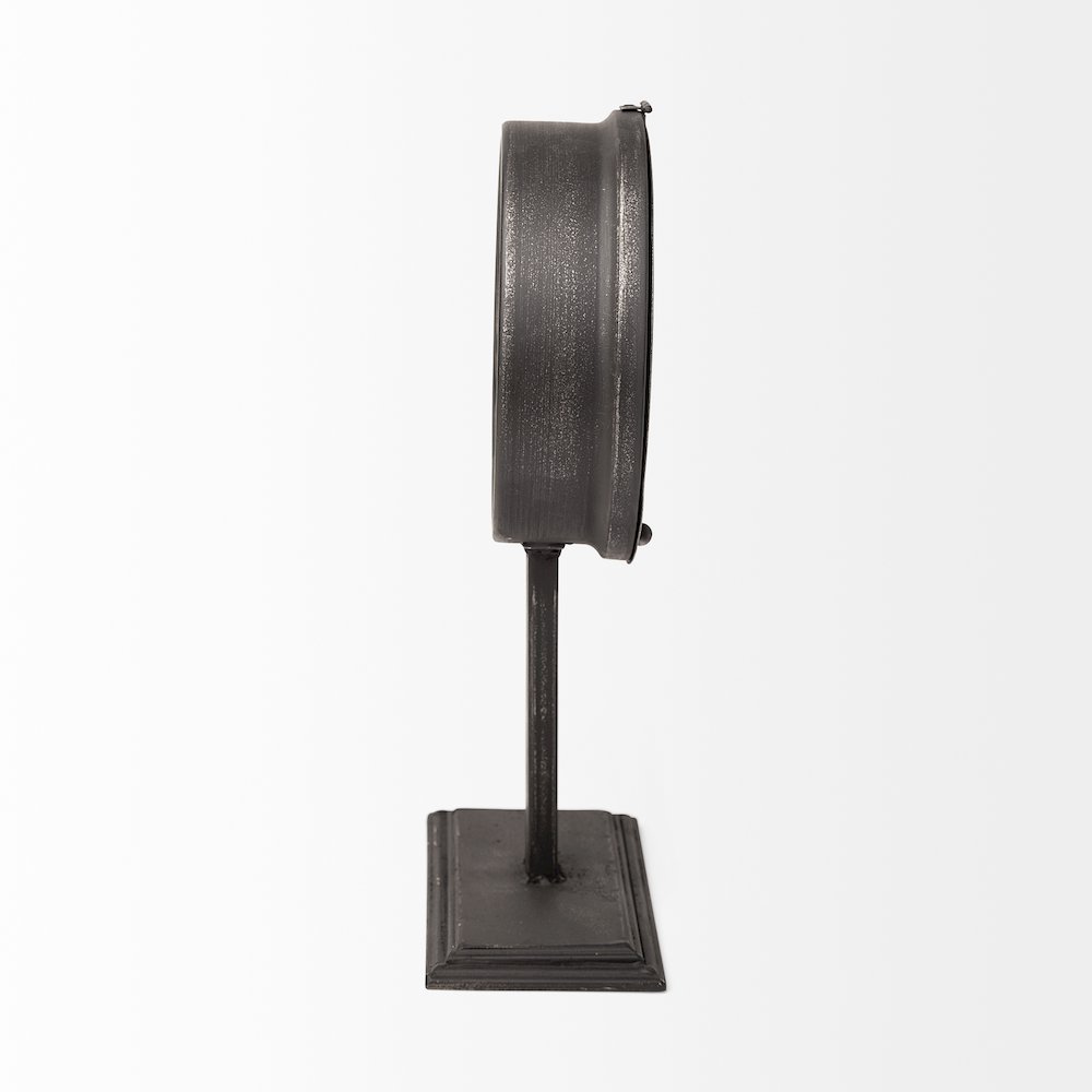 Attalack II Black Metal Round Face Table Clock. Picture 2