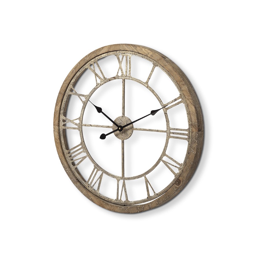 Mething Light Brown  25" Medium Farmhouse Wall Clock. Picture 1
