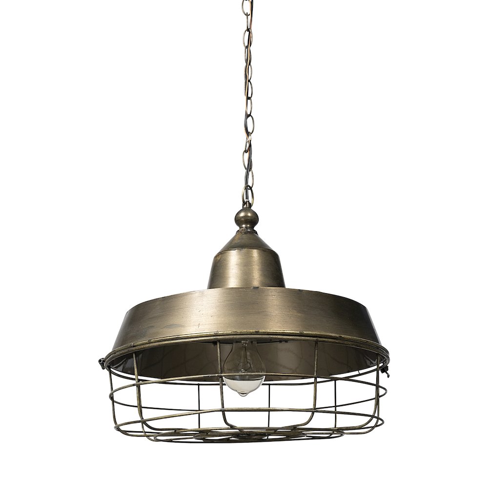 Tahla 14x 14.5 Gold Toned Metal Cage Pendant Light. Picture 1