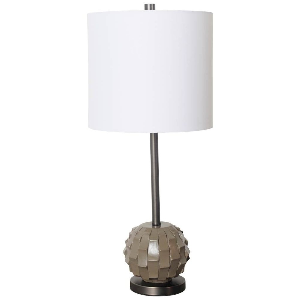 Brant I 25" Brown Resin Base White Shade Table Lamp. Picture 1