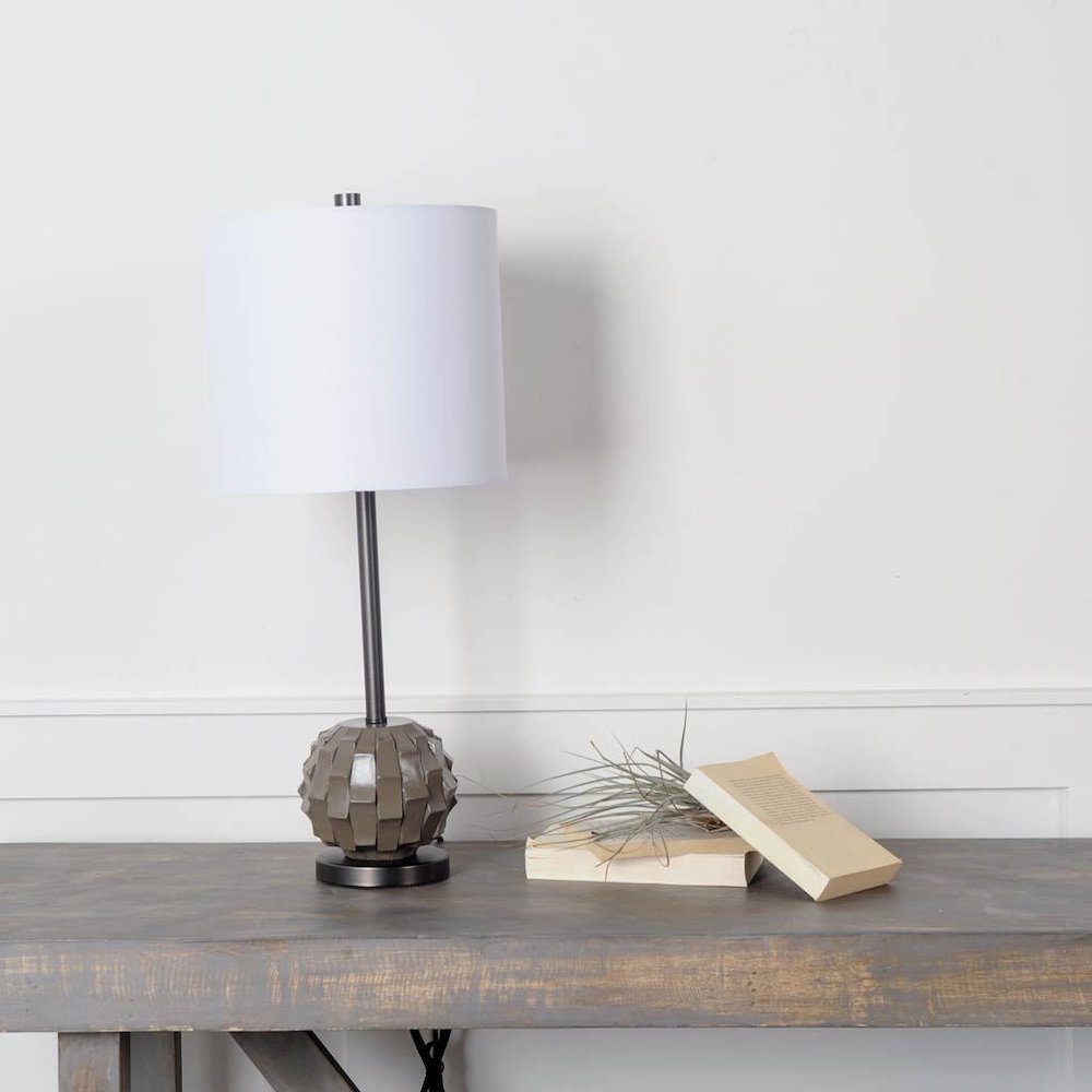 Brant I 25" Brown Resin Base White Shade Table Lamp. Picture 2
