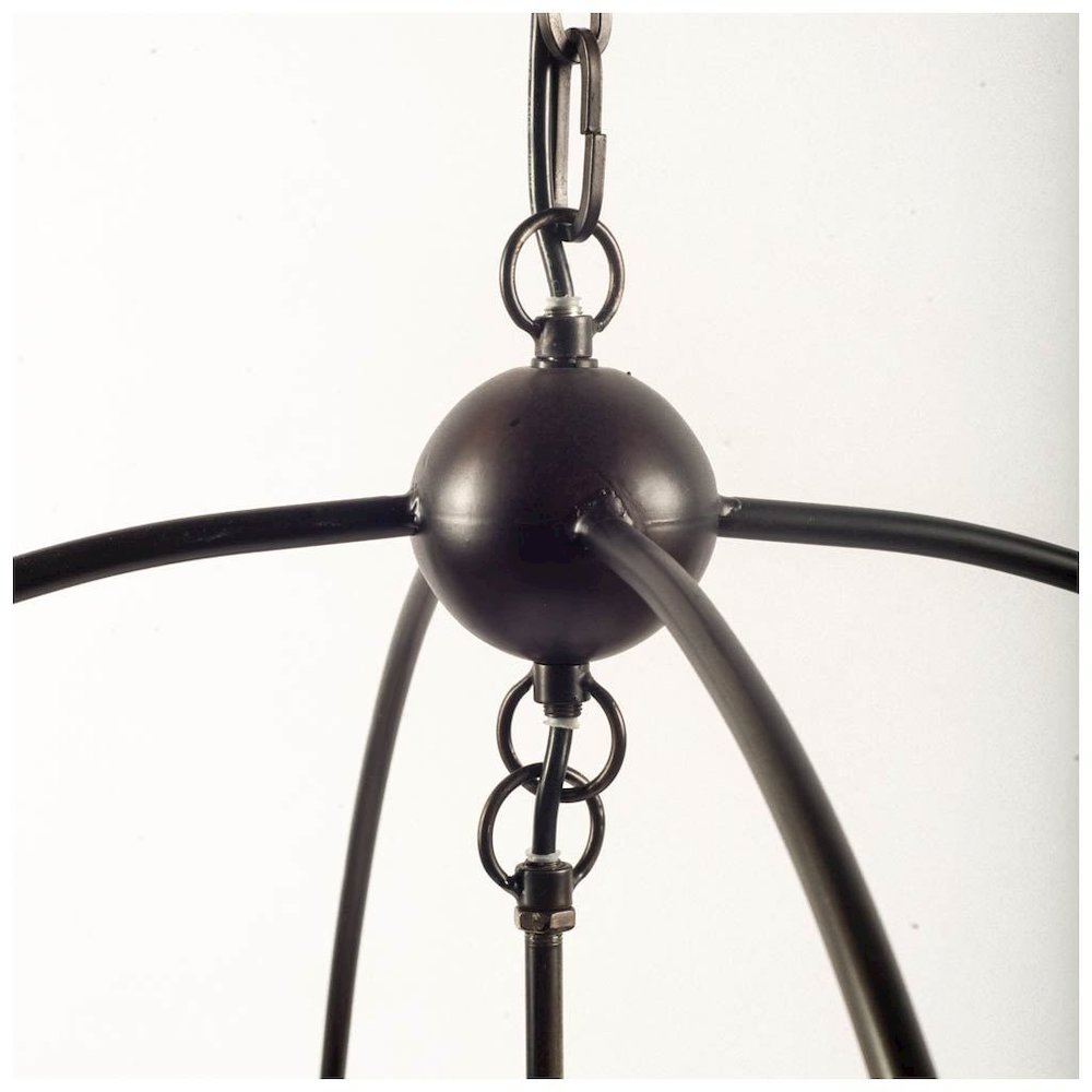 Penhill (25"x24") Black and Wooden Three Bulb Chandelier. Picture 2