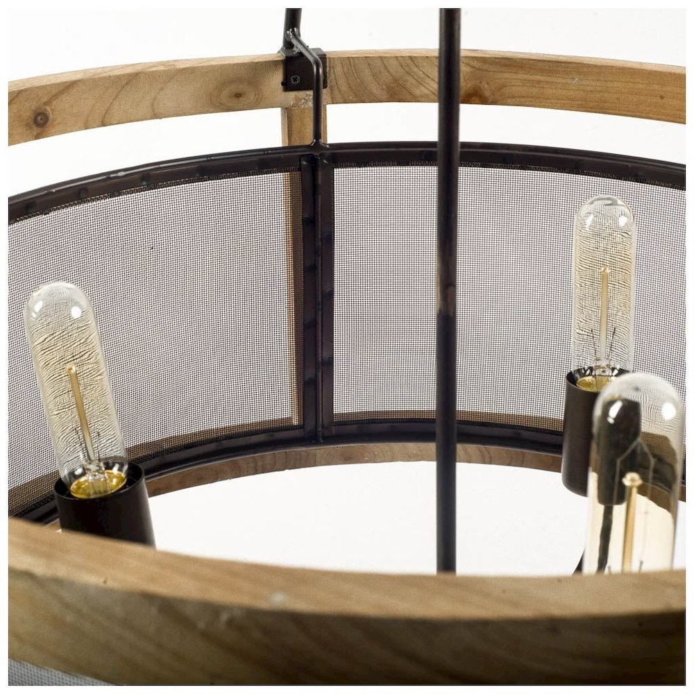 Penhill (25"x24") Black and Wooden Three Bulb Chandelier. Picture 3