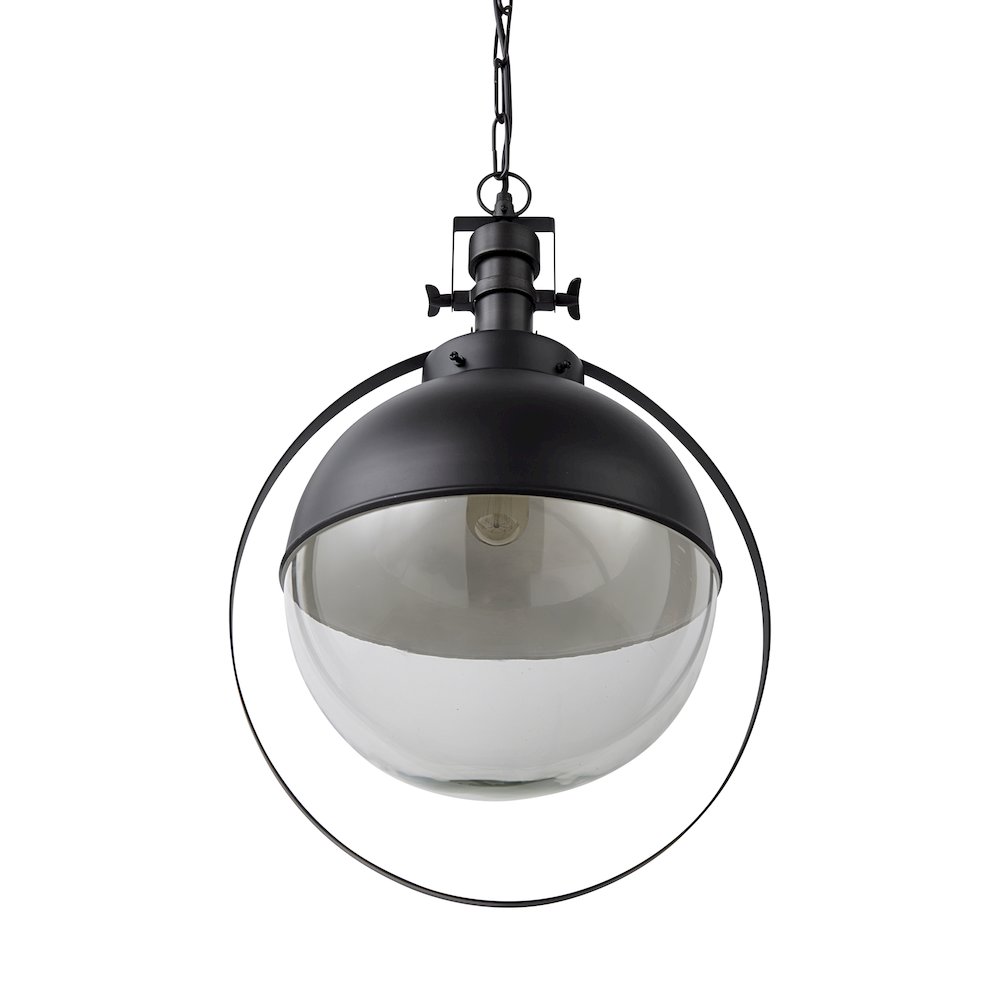 Leighton II 15x20 Black Metal Spherical Pendant Light. Picture 1