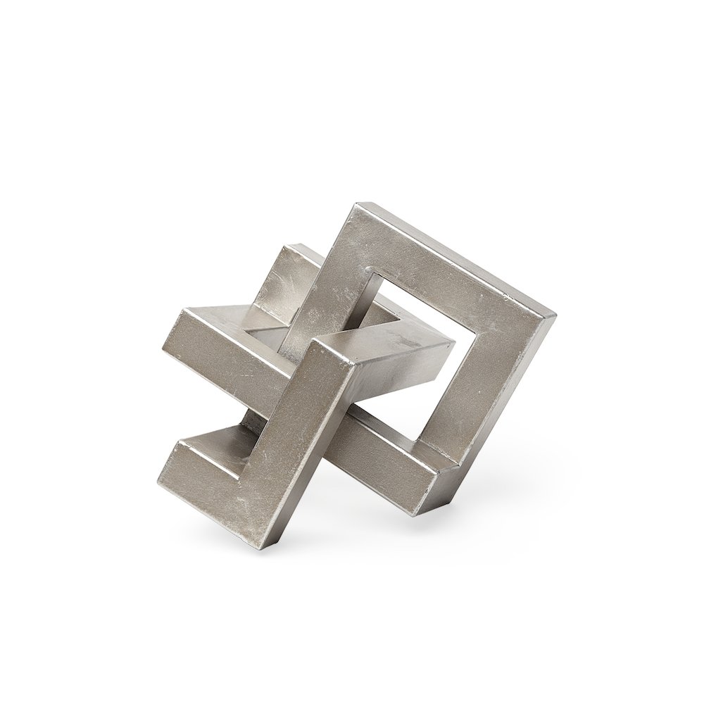 Link Small Silver Metal Sculpture Decorative Object. Picture 1