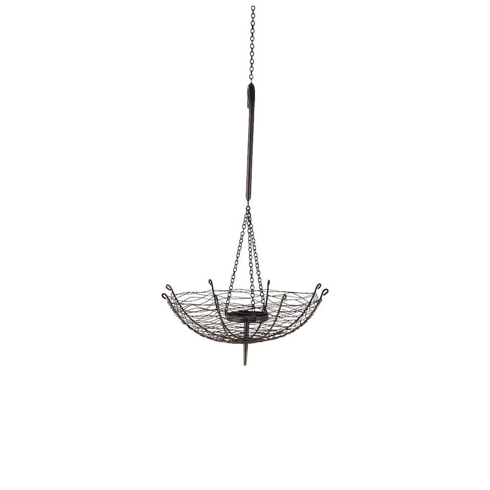 Rihanna I Small Black Metal Umbrella Candle Holder Lantern. Picture 1