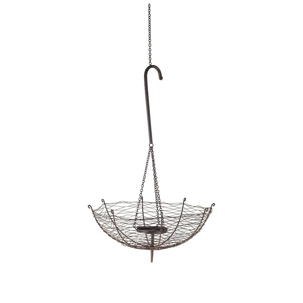 Rihanna II Medium Black Metal Umbrella Candle Holder Lantern. Picture 1