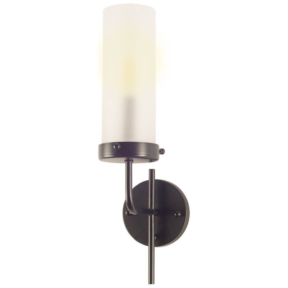Bougeoir I I 8x20 Gray Metal Cylindrical Glass Shade Wall Sconce. Picture 1