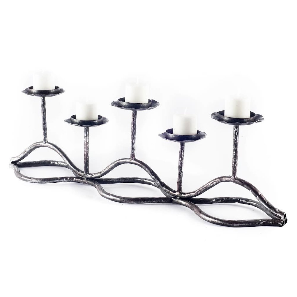 Orville Black Metal Pipe Five Tealight Table Candle Holder. Picture 1