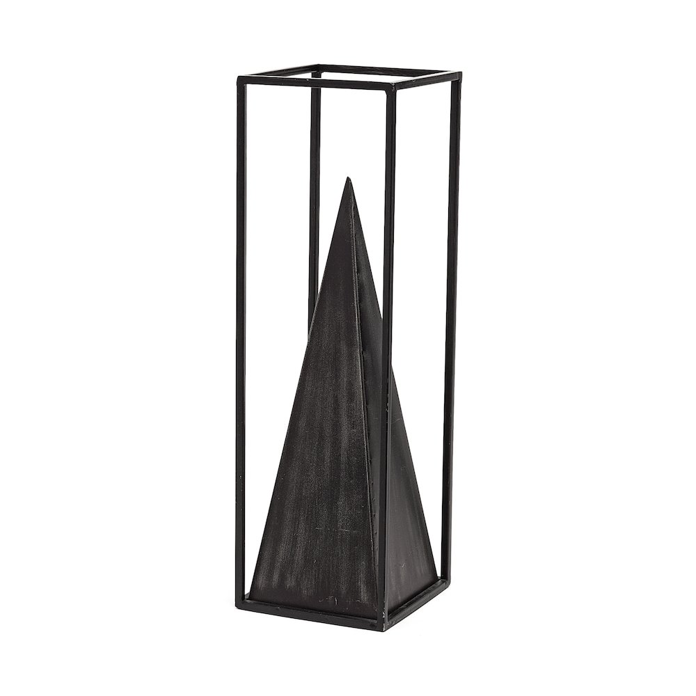 Memphis I (Large) 5L x 5W Black Metal Pyramid In A Square Frame. Picture 1