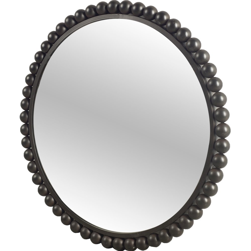 Orbit 43" Round Black Metal Ball Frame Mirror. Picture 1