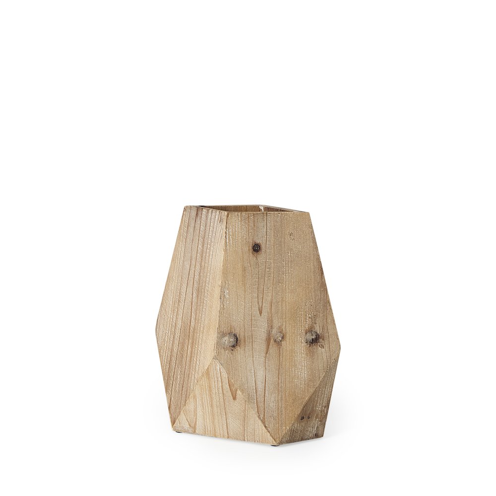 Allen III Tall Natural Wooden Base Oval Vase. Picture 1