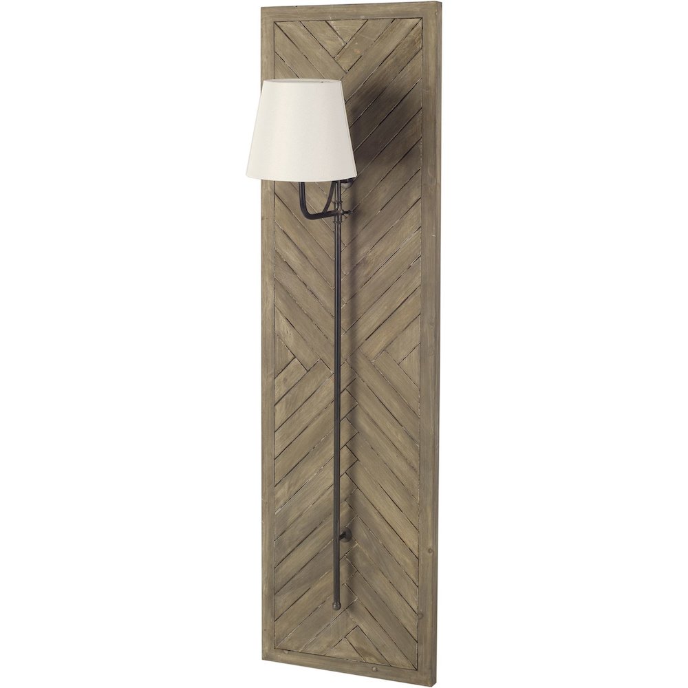 Vector 12.5x53 Brown Wooden Body Copper Metal Rectangular Wall Sconce. Picture 1