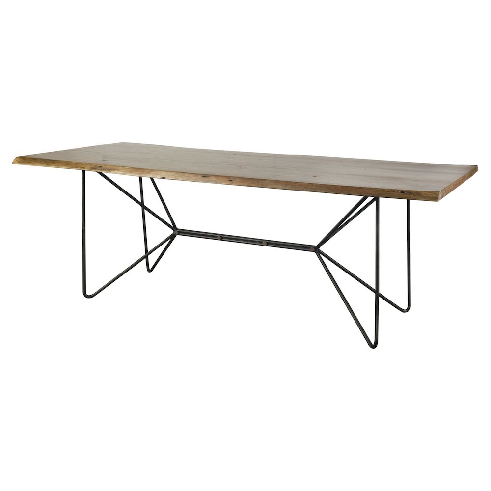 Rectangular Natural Wood Top W/Black Iron Base Dining Table. Picture 1