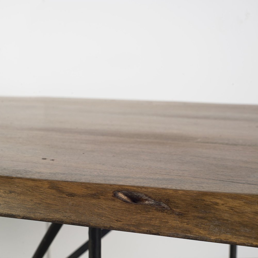 Rectangular Natural Wood Top W/Black Iron Base Dining Table. Picture 2