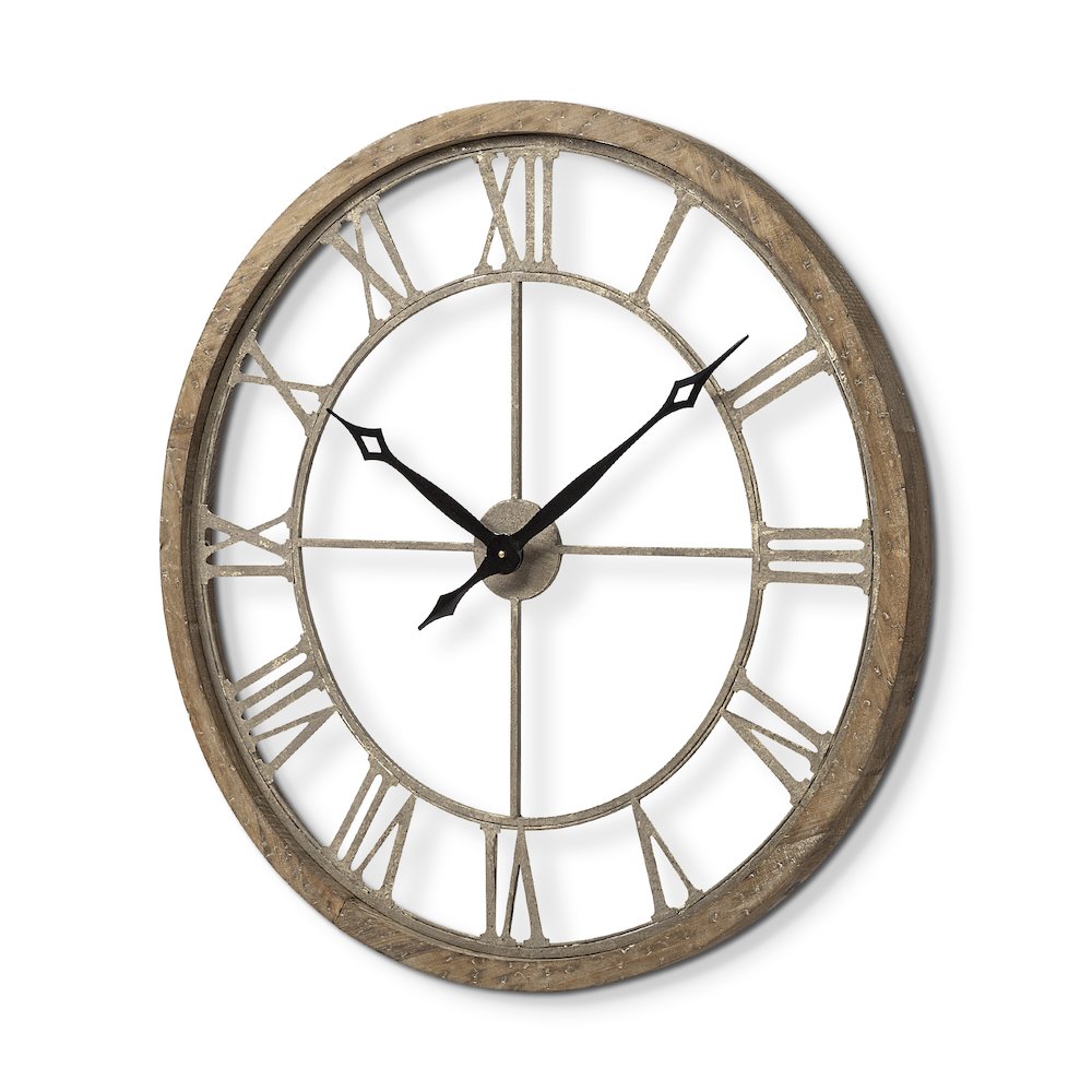 Mething Light Brown 31.5" Large Farmhouse Wall Clock. Picture 1