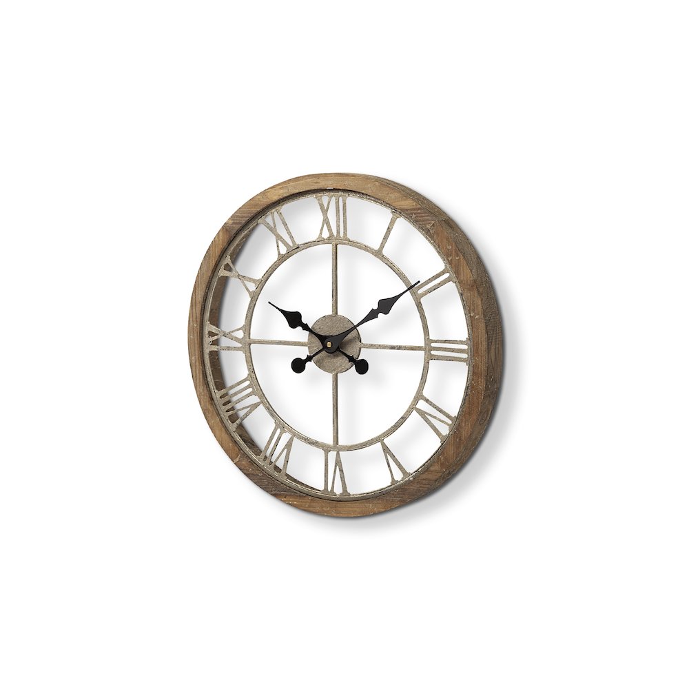 Mething Light Brown 19" Small Farmhouse Wall Clock. Picture 1