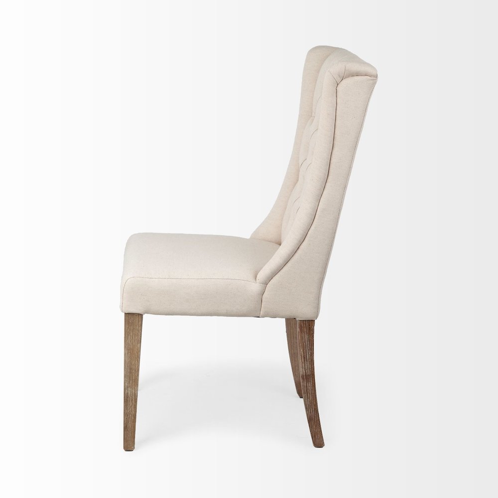 Mackenzie I Cream Plush Linen Covering Ash Solid Wood Base Dining Chair. Picture 2