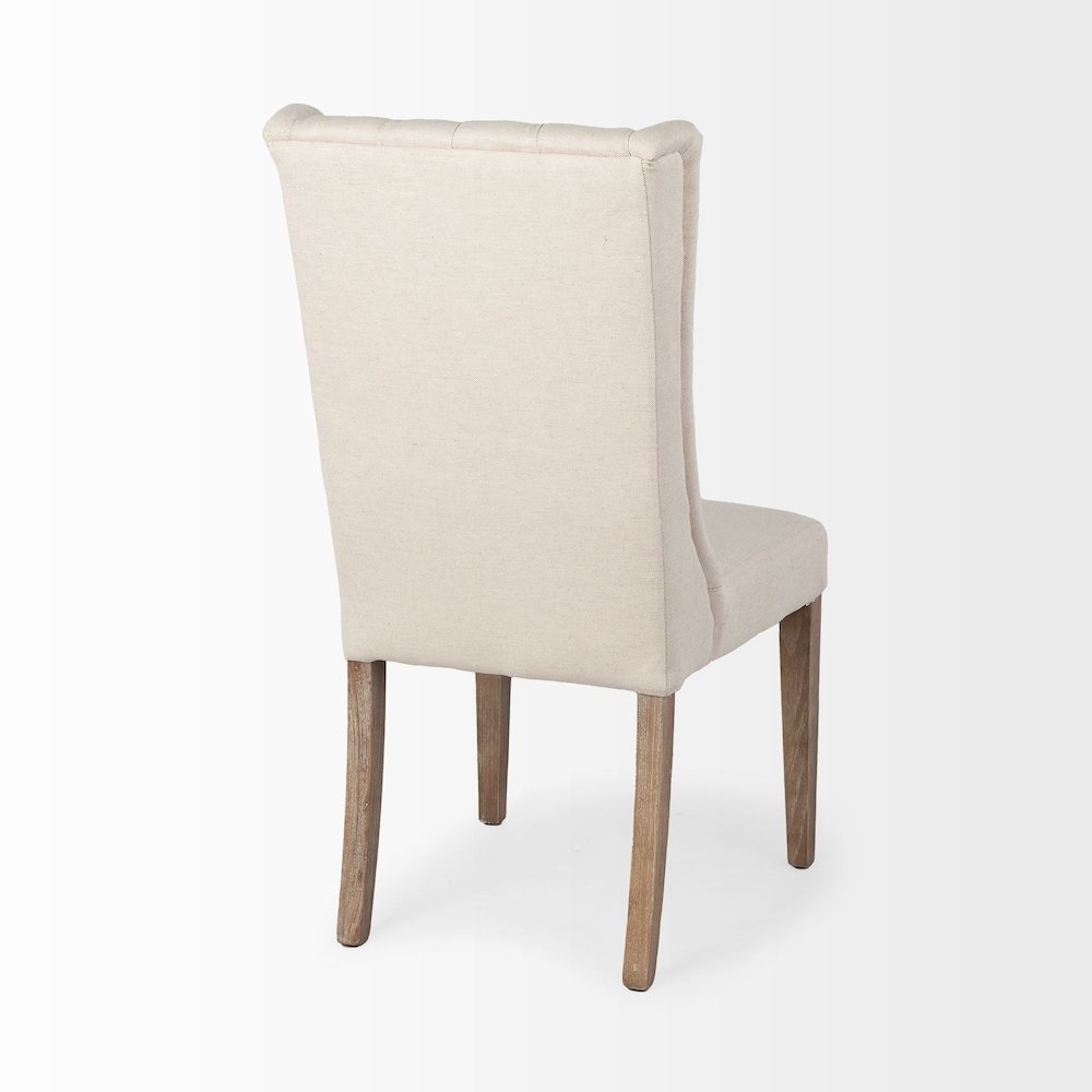 Mackenzie I Cream Plush Linen Covering Ash Solid Wood Base Dining Chair. Picture 4