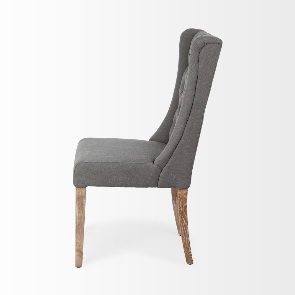 Mackenzie II Gray Plush Linen Covering Ash Solid Wood Base Dining Chair. Picture 2