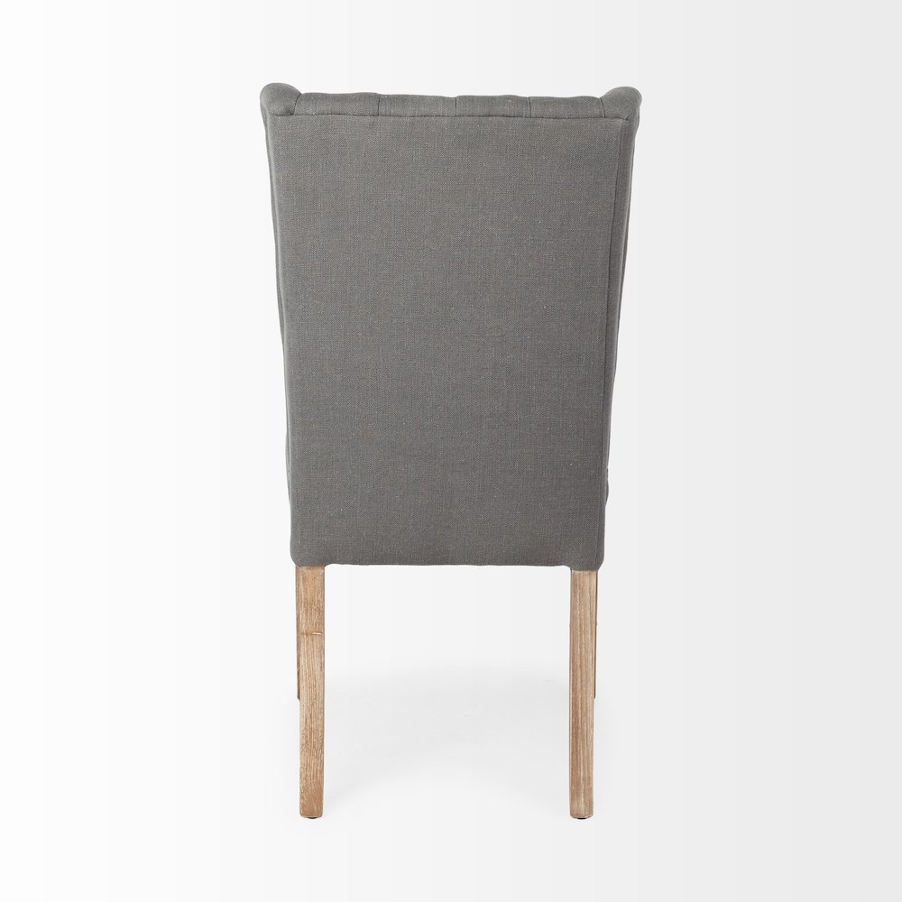 Mackenzie II Gray Plush Linen Covering Ash Solid Wood Base Dining Chair. Picture 3