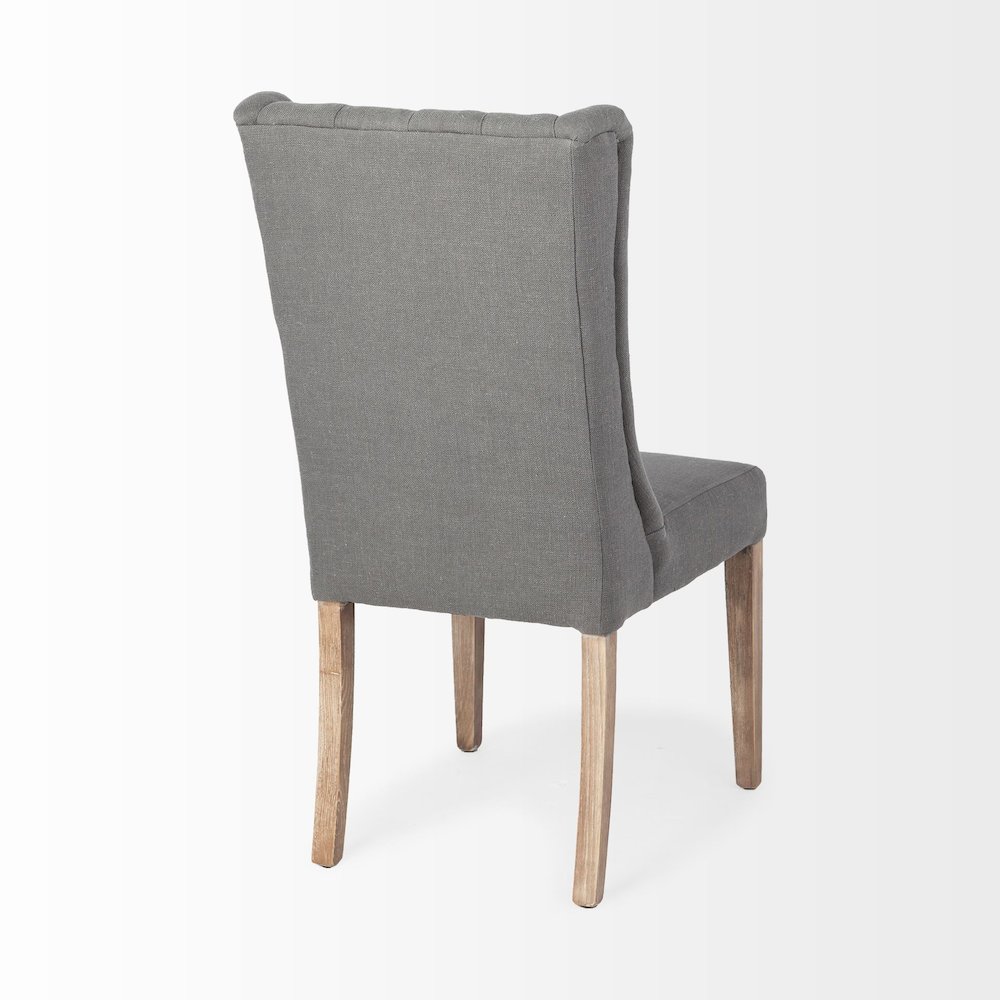 Mackenzie II Gray Plush Linen Covering Ash Solid Wood Base Dining Chair. Picture 4