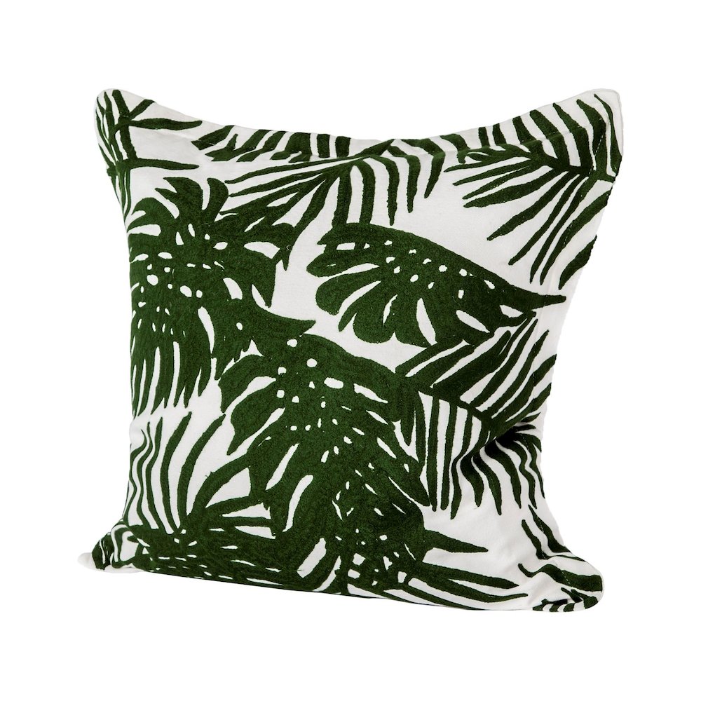 Boyle I 20 x 20 Green Tropical Palm Leaf Decorative Pillow Cover. Picture 1