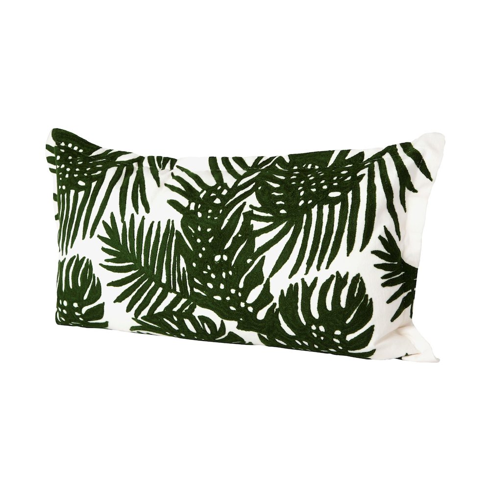 Boyle II 13 x 21 Green Tropical Palm Leaf Decorative Pillow Cover. Picture 1