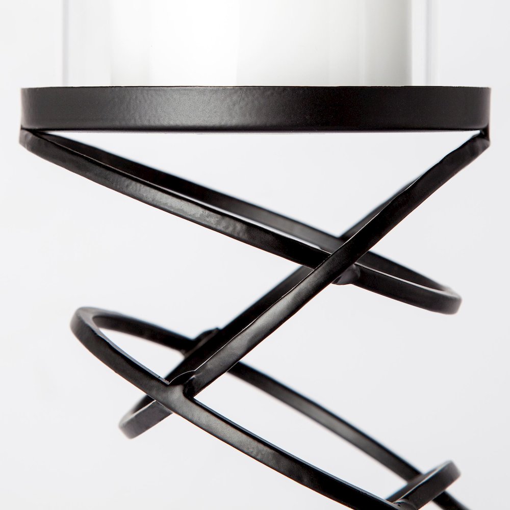 Omega II Medium Black Metal Stacked Ring Table Candle Holder. Picture 3