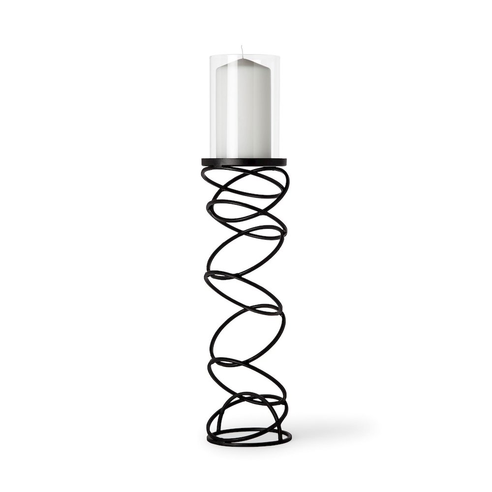 Omega III Large Black Metal Stacked Ring Table Candle Holder. Picture 1