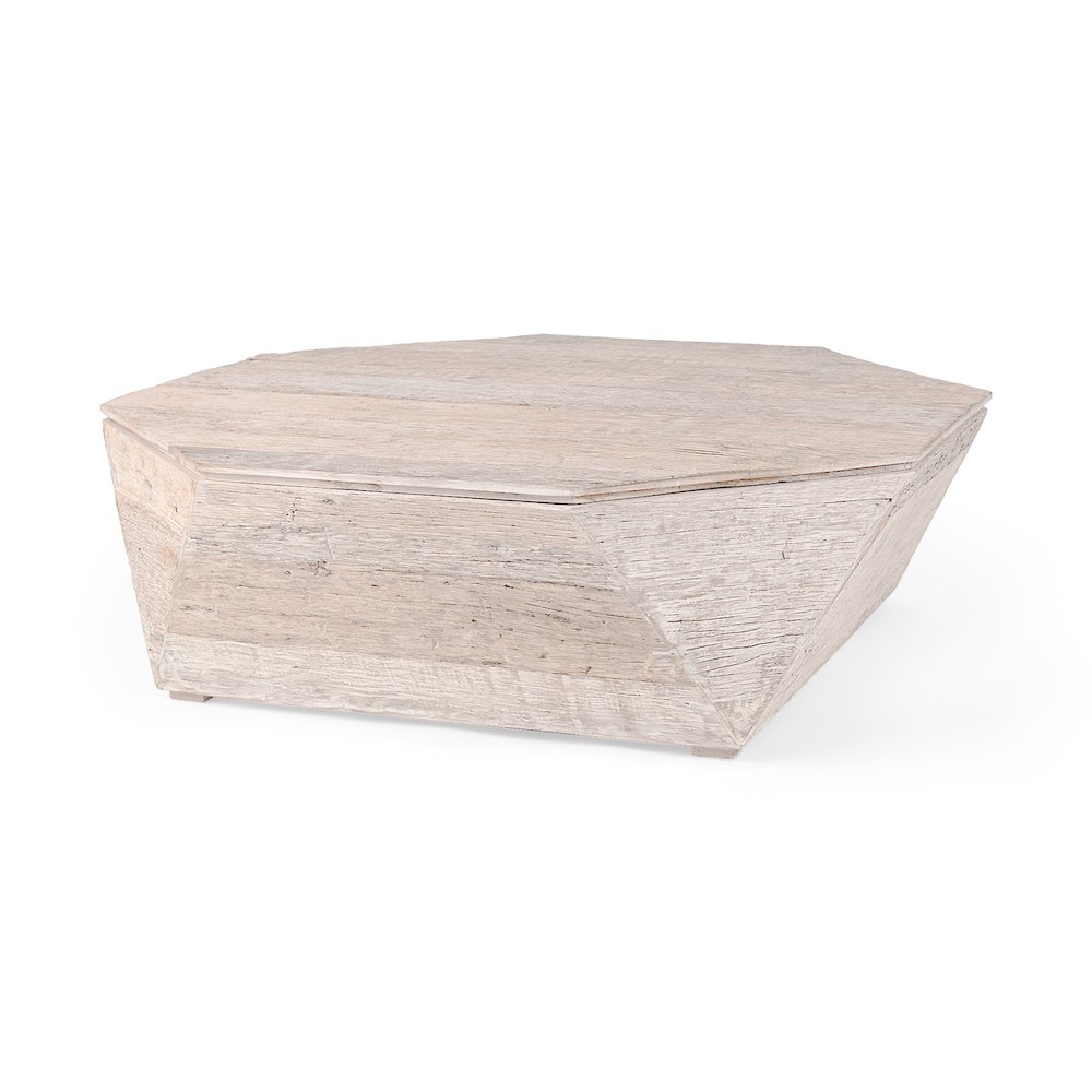 Esagono Octagonal Reclaimed Wood Coffee Table w/ Storage. Picture 1