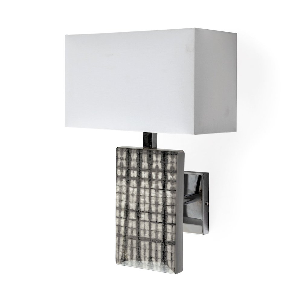 Arcadia II 11x17 Silver Chrome Base White Rectangular Shade Wall Sconce. Picture 1